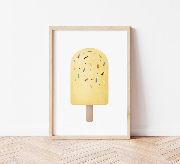Illustrazione di un gelato alla crema con codette colorate