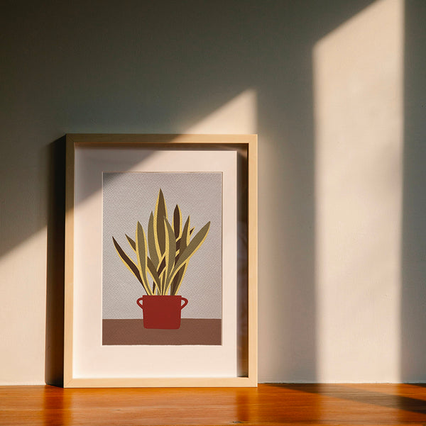 Illustrazione di una pianta di sansevieria in un vaso rosso
