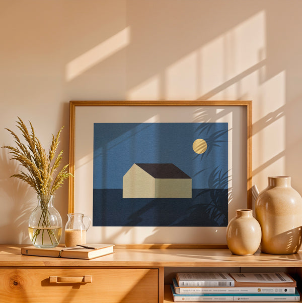 Stampa casa di campagna di notte