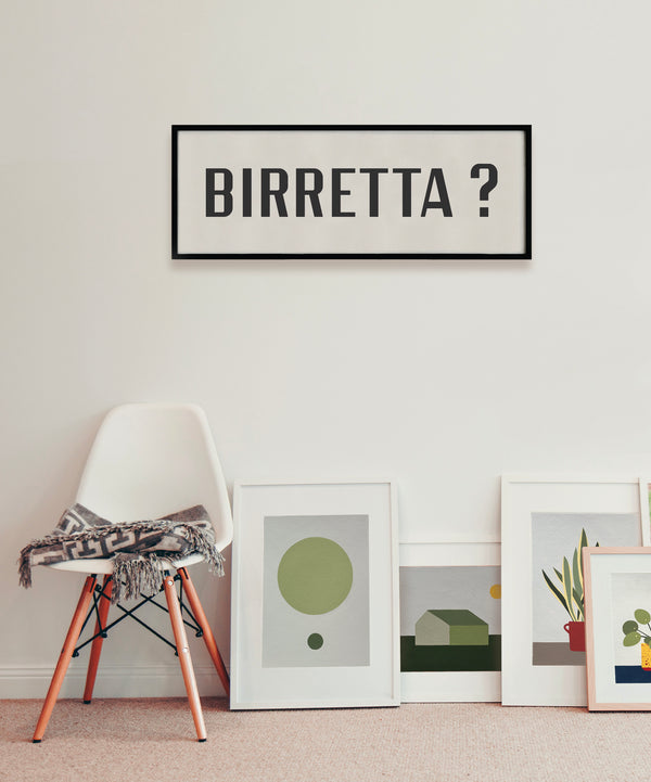 Insegna "Birretta?" dipinta a mano