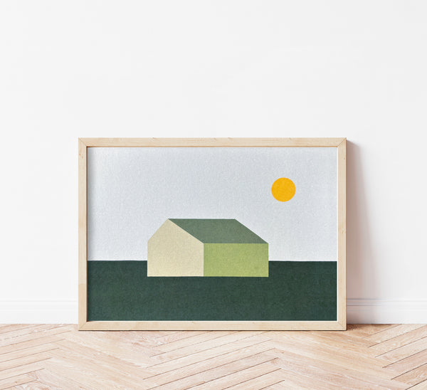 Stampa casa verde di campagna