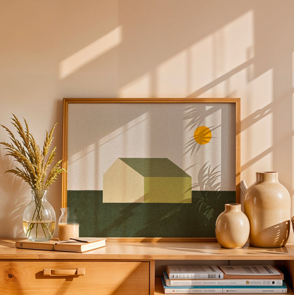 Stampa casa verde di campagna